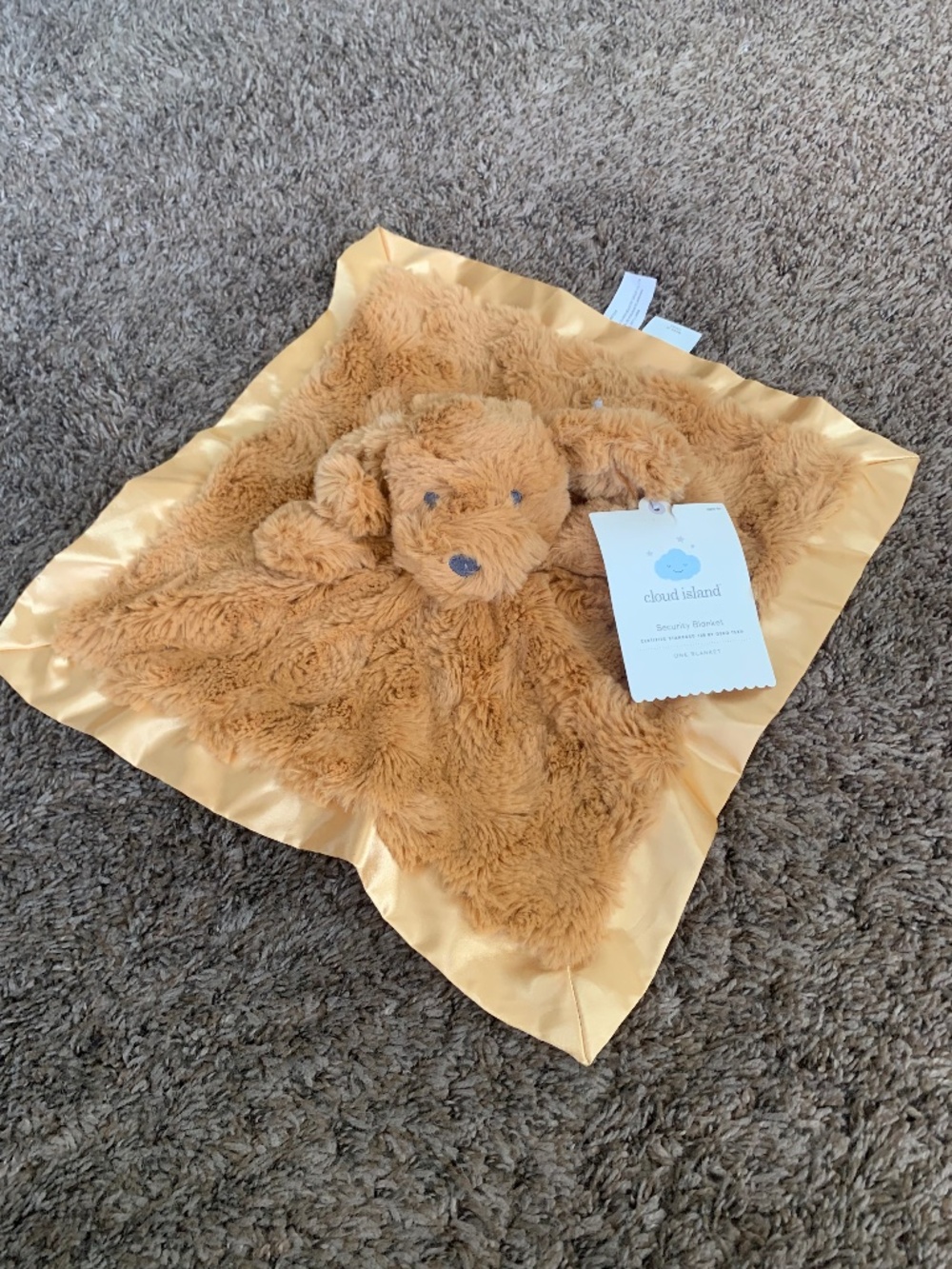 Cloud Island Brown Puppy Dog Square Security Blanket Lovey Plush Baby Toy